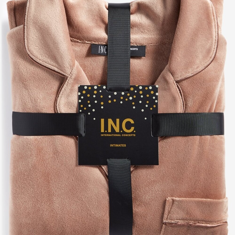 I.n.c. International Concepts Women's Velour Notch Collar Packaged Pajama